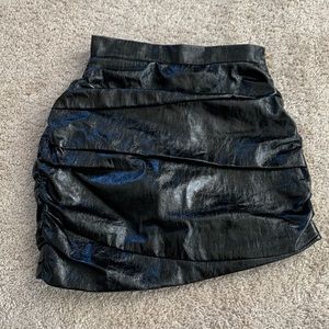 Lioness the glow up black faux leather skirt XS